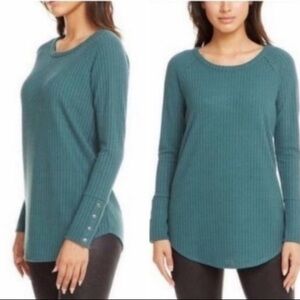CHASER Long Sleeve Waffle Knit Button Thermal